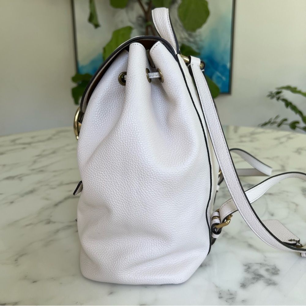 Coach Evie Polished Pebble Leather Backpack Chalk White Brass 68380 - Picture 5 of 16